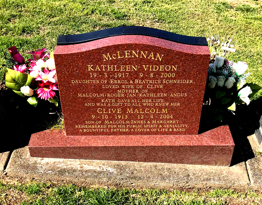 Photo of headstones/Clive Malcolm McLennan d2004 hdstn Highton Barrabool Hills cem Vic